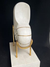 Listing 13 of 17 for Vintage Large Nautilus Tessellated Stone Sculpture On Stand