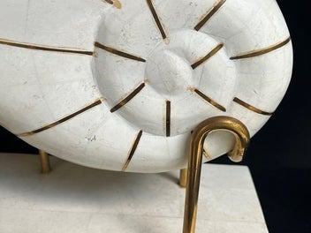 Listing 14 of 17 for Vintage Large Nautilus Tessellated Stone Sculpture On Stand