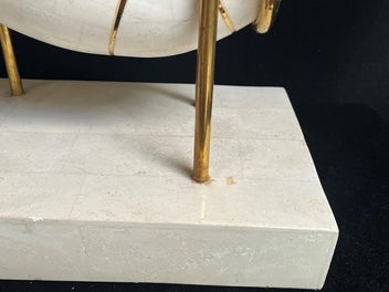 Listing 15 of 17 for Vintage Large Nautilus Tessellated Stone Sculpture On Stand