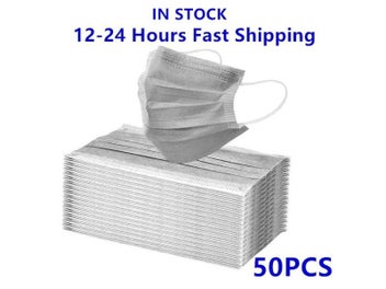 Listing 1 of 7 for In Stock 10/50PCS Mask Disposable Face Mask Black Nonwove 3 Layers Mouth Mask