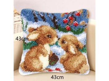 Listing 7 of 9 for Animal Series Latch Hook Hand Knitted Embroidered Pillow Unfinished Embroidery