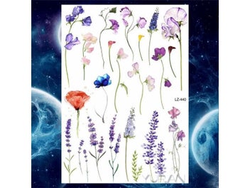 Listing 4 of 9 for YURAN Ankle Flora Cherry Lavender Flash Fake Waterproof Tattoos Temporary Women