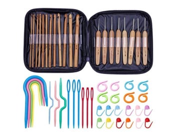Listing 3 of 8 for LMDZ 20pcs Bamboo Crochet Hooks Set Knitting Needles Weave Tools Yarn
