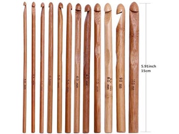 Listing 5 of 8 for LMDZ 20pcs Bamboo Crochet Hooks Set Knitting Needles Weave Tools Yarn