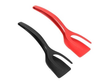 Listing 3 of 9 for 2 In 1 Grip Flip Tongs Egg Spatula Tongs Clamp Pancake Fried Egg French Toast
