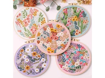 Listing 10 of 12 for Embroidery Kit Butterfly Printed Pattern Flower Cross Stitch Set Handmade