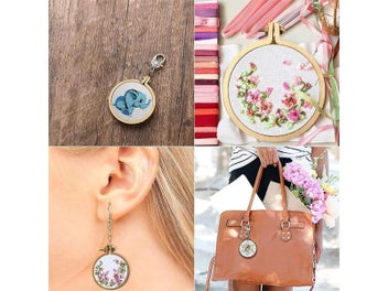 Listing 5 of 10 for 10Pcs Wooden Mini Embroidery Hoop Ring Round Pendant Cross Stitch Frame Kit For