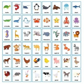 Listing 2 of 9 for Animals Montessori English Word Learning Flash Cards for Kids
