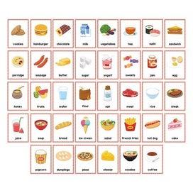 Listing 8 of 10 for Food Montessori English Word Learning Flash Cards for Kids