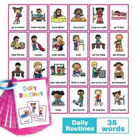 Listing 2 of 10 for Daily Routines Montessori English Word Learning Flash Cards