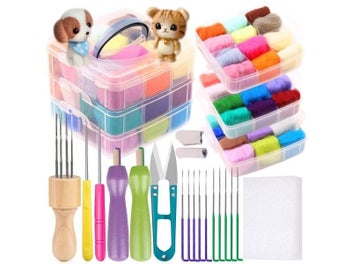 Listing 3 of 9 for MIUSIE Wool Felt Kit Needle Felting Tool Wool Fibre Felt Fabric DIY Handmade