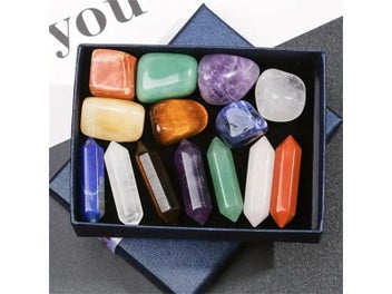 Listing 7 of 9 for 14pcs/box Natural Stone 7 Chakra Points Crystal Pillar Set Colorful DIY