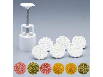 Listing 5 of 10 for 6Pcs /Set Moon Cake Mold 3D Flowers Stamps Decor Mould Barrel Round Pastry