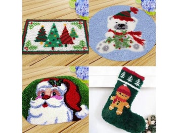 Listing 3 of 10 for Christmas Sock Latch Hook Rug Kit Carpet Segment Embroidery Material Package