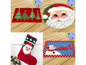 Listing 6 of 10 for Christmas Sock Latch Hook Rug Kit Carpet Segment Embroidery Material Package