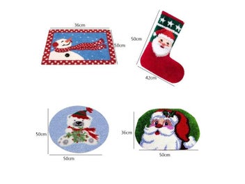 Listing 8 of 10 for Christmas Sock Latch Hook Rug Kit Carpet Segment Embroidery Material Package