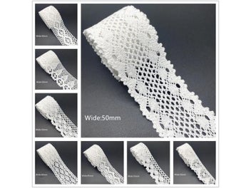 Listing 3 of 10 for 10mm-50mm 2yards White Cotton Lace Ribbon For Apparel Sewing Fabric Trim Cotton