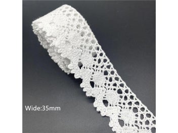 Listing 8 of 10 for 10mm-50mm 2yards White Cotton Lace Ribbon For Apparel Sewing Fabric Trim Cotton