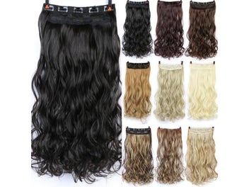 Listing 2 of 8 for DIFEI Synthetic 24 Inch 5 Clip Long Curly Women Clip In Hair Extensions Black
