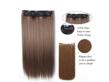 Listing 6 of 8 for DIFEI Synthetic 24 Inch 5 Clip Long Curly Women Clip In Hair Extensions Black