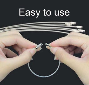 Listing 2 of 5 for 10Pcs Stainless Steel Wire Keychain Tag Rope Wire Cable Loop Screw Lock