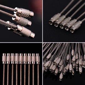 Listing 4 of 5 for 10Pcs Stainless Steel Wire Keychain Tag Rope Wire Cable Loop Screw Lock