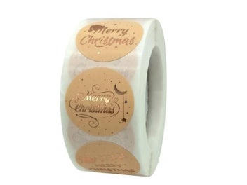 Listing 4 of 9 for Merry Christmas Stickers Gold Stamping Christmas Label For Child Gift Decor