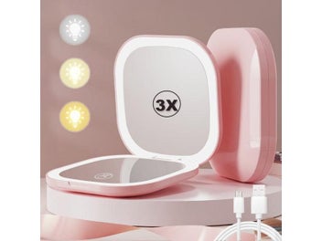 Listing 3 of 10 for Compact Led Makeup Mirror With Light 1X/3X Magnifying Pocket Portable Travel