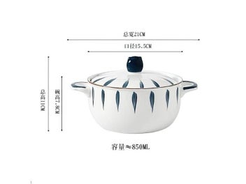 Listing 5 of 10 for Ceramic Instant Noodle Bowl With Lid Japanese Binaural 6-Inch Salad Bowl