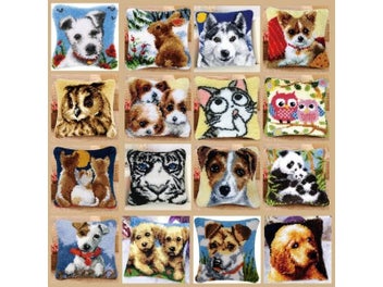 Listing 3 of 10 for Animal Series Cat Dog Panda Latch Hook Kit Pillow Embroidery Owl Tiger Rabbit