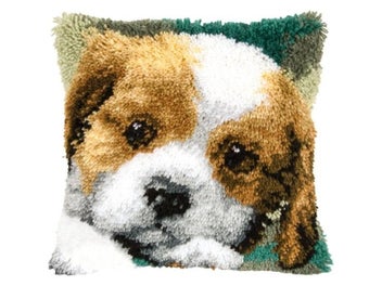 Listing 5 of 10 for Animal Series Cat Dog Panda Latch Hook Kit Pillow Embroidery Owl Tiger Rabbit