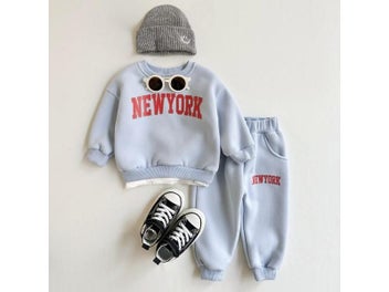 Listing 4 of 10 for Winter Thickened Newborn Boy Girl 2PCS Plush Letter Printing Casual Suits