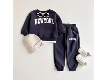 Listing 5 of 10 for Winter Thickened Newborn Boy Girl 2PCS Plush Letter Printing Casual Suits