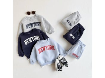 Listing 8 of 10 for Winter Thickened Newborn Boy Girl 2PCS Plush Letter Printing Casual Suits