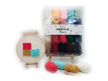 Listing 3 of 9 for 10 Colors Wool Yarns DIY Poke Punch Needle Embroidery Kits For Starter Craft