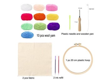 Listing 4 of 9 for 10 Colors Wool Yarns DIY Poke Punch Needle Embroidery Kits For Starter Craft