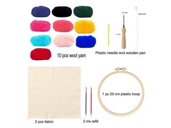 Listing 5 of 9 for 10 Colors Wool Yarns DIY Poke Punch Needle Embroidery Kits For Starter Craft