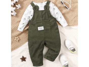 Listing 3 of 10 for 3-24 Months Baby Boy Cute Little Bear Printed Clothing Set White Long Sleeved