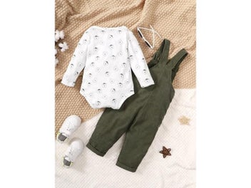 Listing 7 of 10 for 3-24 Months Baby Boy Cute Little Bear Printed Clothing Set White Long Sleeved