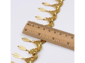 Listing 3 of 5 for 4cm 2yards Braided Gold Lace Fringe Sequins Paillette Tassel Ribbon Stage