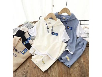 Listing 4 of 10 for Baby Boy Clothes Set Summer Hoodies T-shirts And Shorts Suit Children Girls