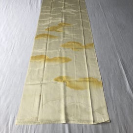 Listing 3 of 16 for Vintage Japanese Yellow Cloud Woven Silk Kimono Panel Fabric Piece