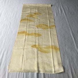 Listing 10 of 16 for Vintage Japanese Yellow Cloud Woven Silk Kimono Panel Fabric Piece