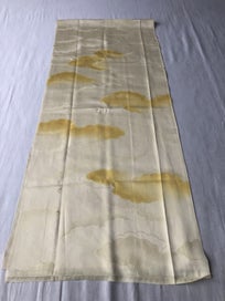 Listing 11 of 16 for Vintage Japanese Yellow Cloud Woven Silk Kimono Panel Fabric Piece