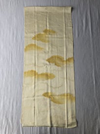 Listing 12 of 16 for Vintage Japanese Yellow Cloud Woven Silk Kimono Panel Fabric Piece