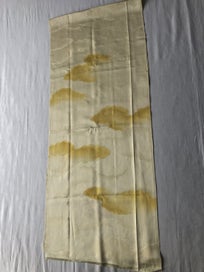 Listing 15 of 16 for Vintage Japanese Yellow Cloud Woven Silk Kimono Panel Fabric Piece