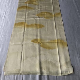 Listing 16 of 16 for Vintage Japanese Yellow Cloud Woven Silk Kimono Panel Fabric Piece