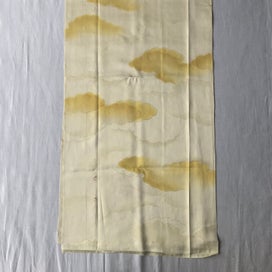 Listing 14 of 16 for Vintage Japanese Yellow Cloud Woven Silk Kimono Panel Fabric Piece