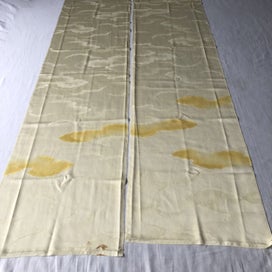 Listing 3 of 15 for Japanese Yellow Cloud Woven Silk Vintage Kimono Panels X2 Fabric Pieces