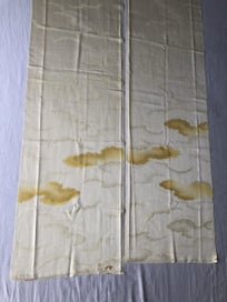Listing 5 of 15 for Japanese Yellow Cloud Woven Silk Vintage Kimono Panels X2 Fabric Pieces